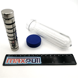 Неодимовые магниты 20х10 мм, диски, MaxPull, набор 10 шт. в тубе - фото 10381