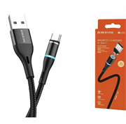 Магнитный USB кабель для телефона, разъем Type-C, 3А, BOROFONE BU16 (L=1,2M) (черный)